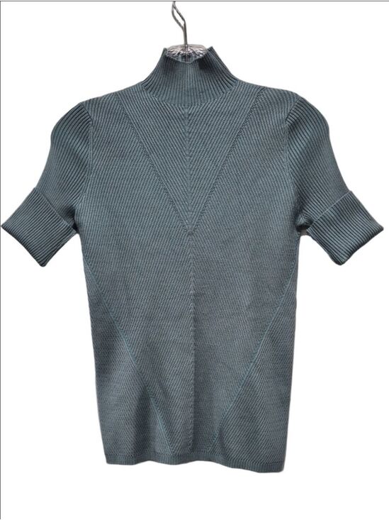 le chateau Sweaters - Le Chateau Dusty Teal Chevron Ribbed Mock Neck Knit Sweater Dress PS